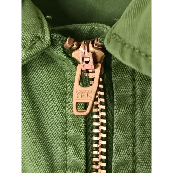 J.Crew Green Zip Front Utility Romper Shorts Size 6 Cotton Elastic Waist - Picture 10 of 16